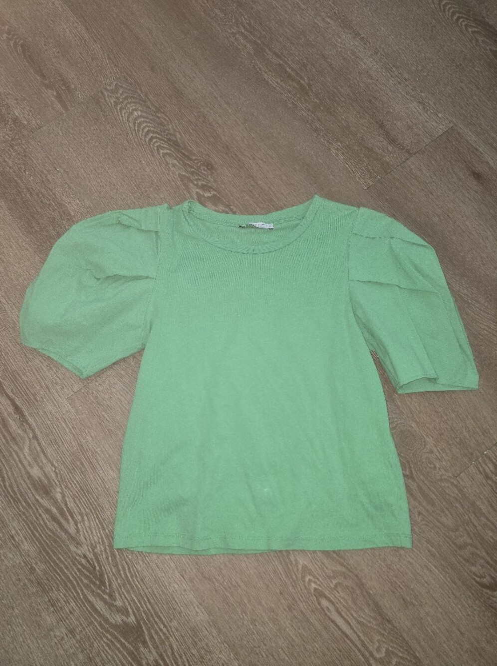 Zara Puff Sleeve Top in Mint Green